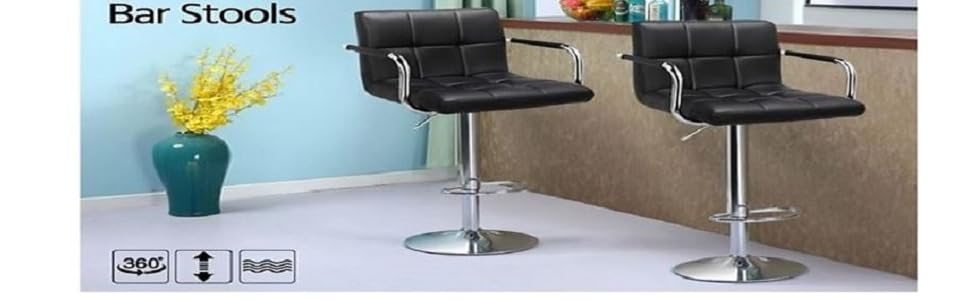 Set of Two PU Leather Bar stools with Armrests