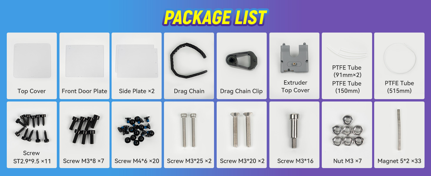 Official FLASHFORGE AD5M 3D Printer Enclosure 3MM PC Kit, Adventurer 5M DIY Enclosure Kit, Constant Temperature and Dustproof, Design for Adventurer 5M 17 5M 3D Printer Enclosure Package List