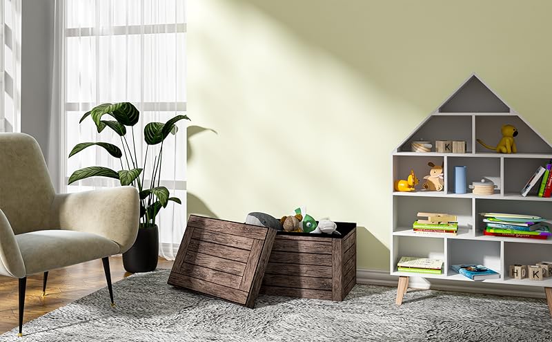 WOLTU Pouf Contenitore Sedia Pieghevole Poggiapiedi Cassapanca Con Coperchio 10 SH22