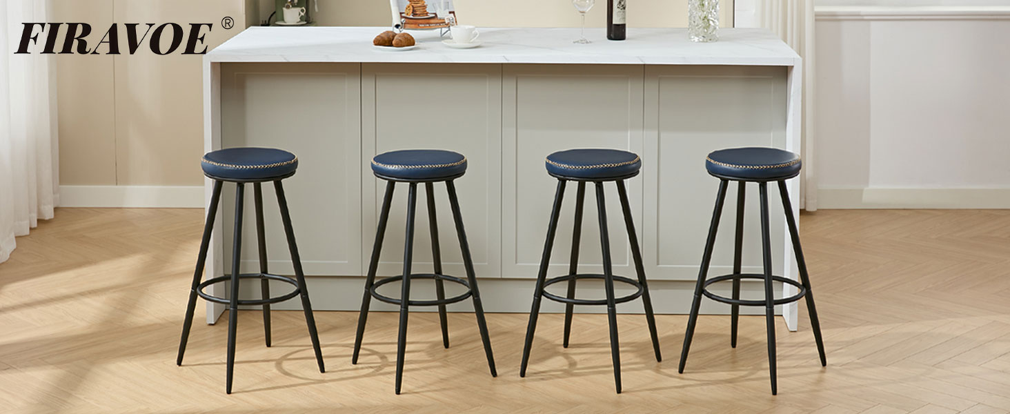 FIRAVOE Swivel Bar Stools Set of 4, Modern 28" Counter