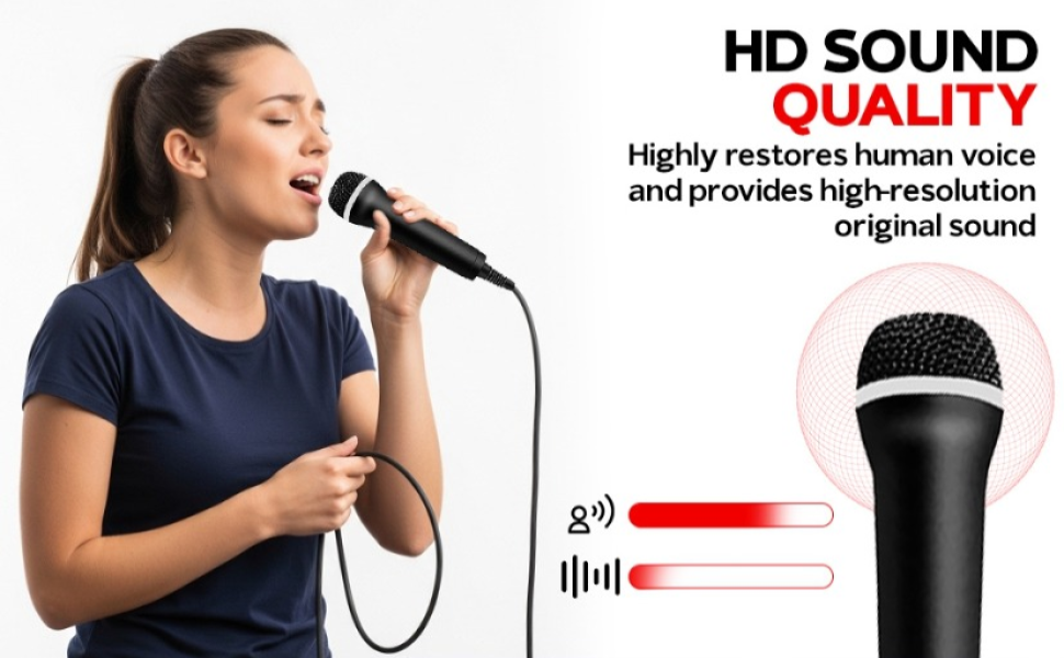 woman singing with wired microphone