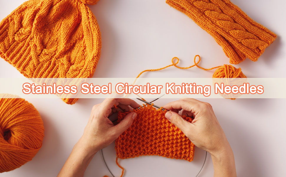 uxcell Stainless Steel Circular Knitting Needles, 11pcs 6