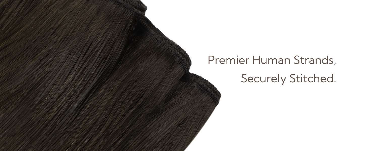 HOTBANANA Sew in Hair Extensions Real Human Hair, 16inch