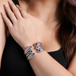 devata bali sterling silver gemstones cuff bracelet DHK3215