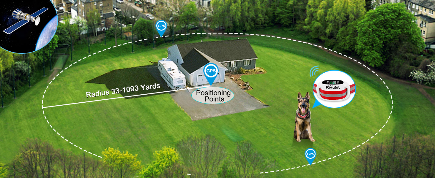 Rivulet GPS Wireless Dog Fence System, Electric Dog Fence