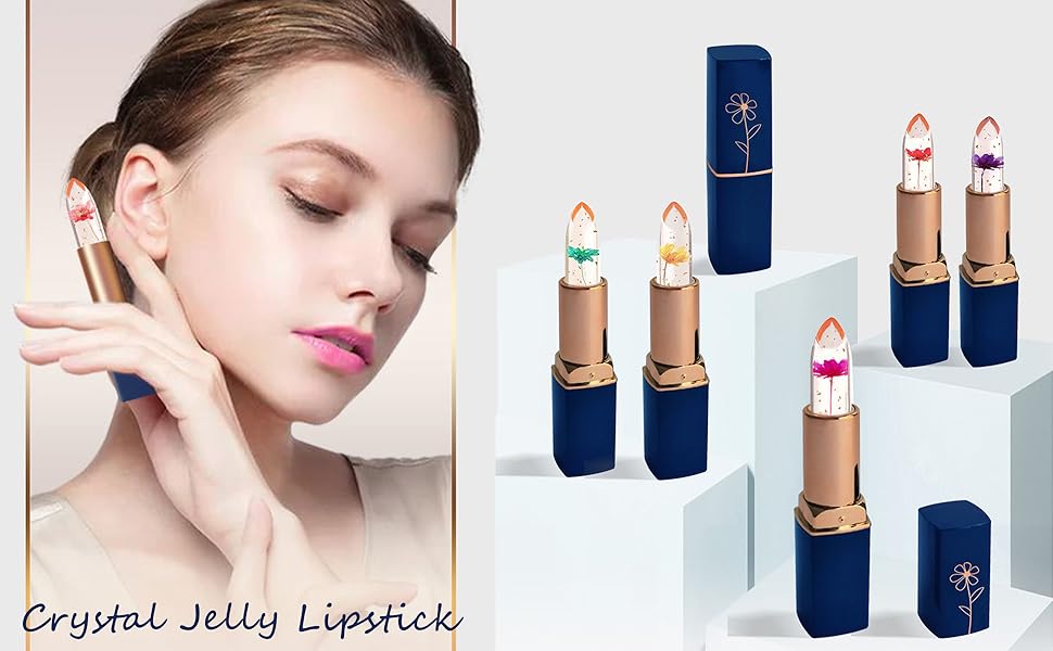 Clear Magic Color Jelly Lipstick, Crystal Jelly Flower Color Changing Moisturizing Lip Gloss