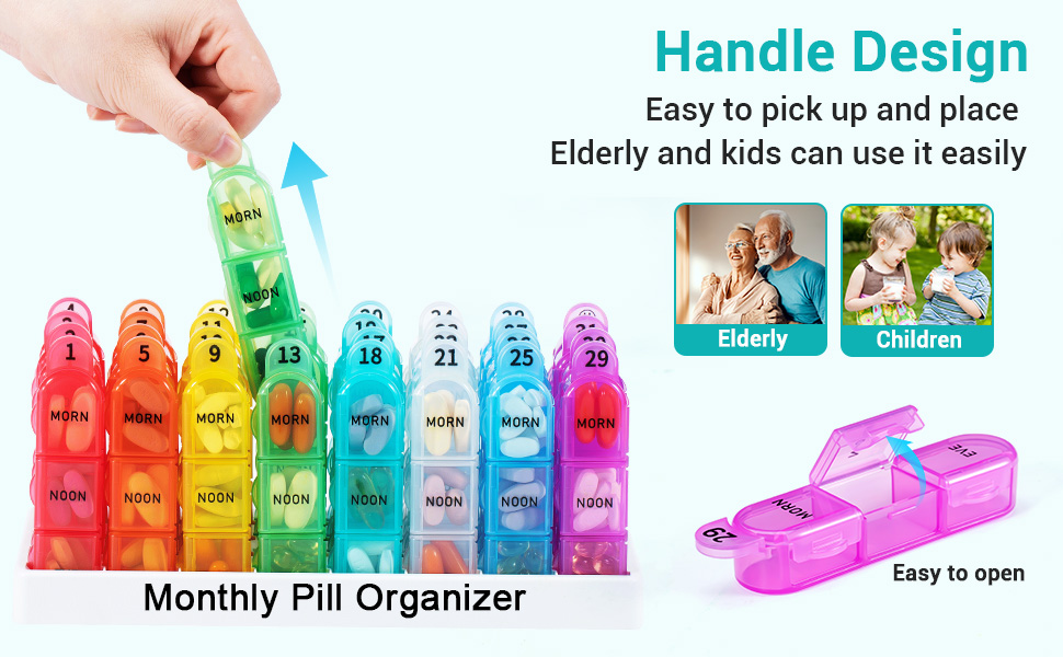 Zoksi Pill Box 3 Times a Day, Monthly Pill Box Organiser, 30 Day Pill Organiser, One Month Pill