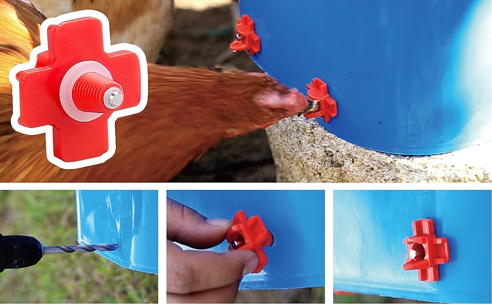 [12 Pack] Chicken Water Cups with PVC Tee, Automatic