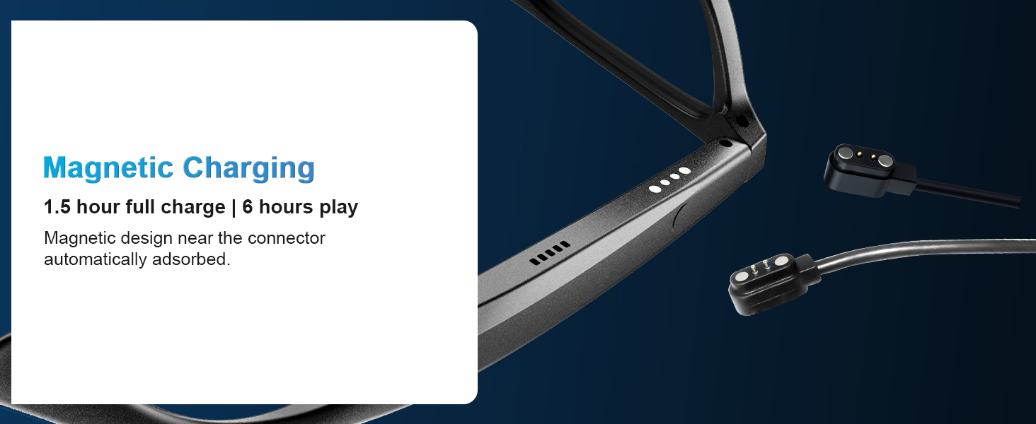 Bluetooth smart glasses for men and women, bluetooth eyeglasses with magnetic charging