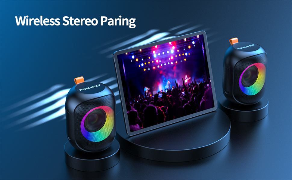 Bluetooth Speakers, Portable Bluetooth Wireless Speaker with Colorful Lihgts RGB