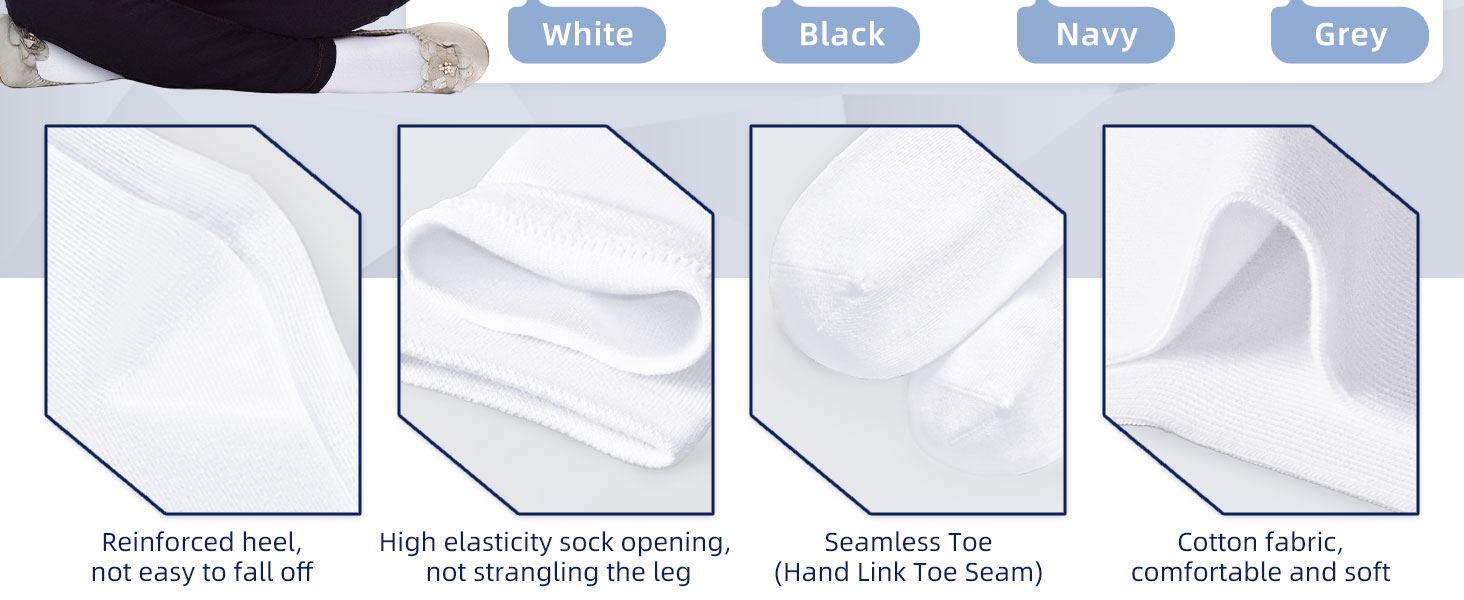 6 Pairs Kids Socks for Girls School Uniform
