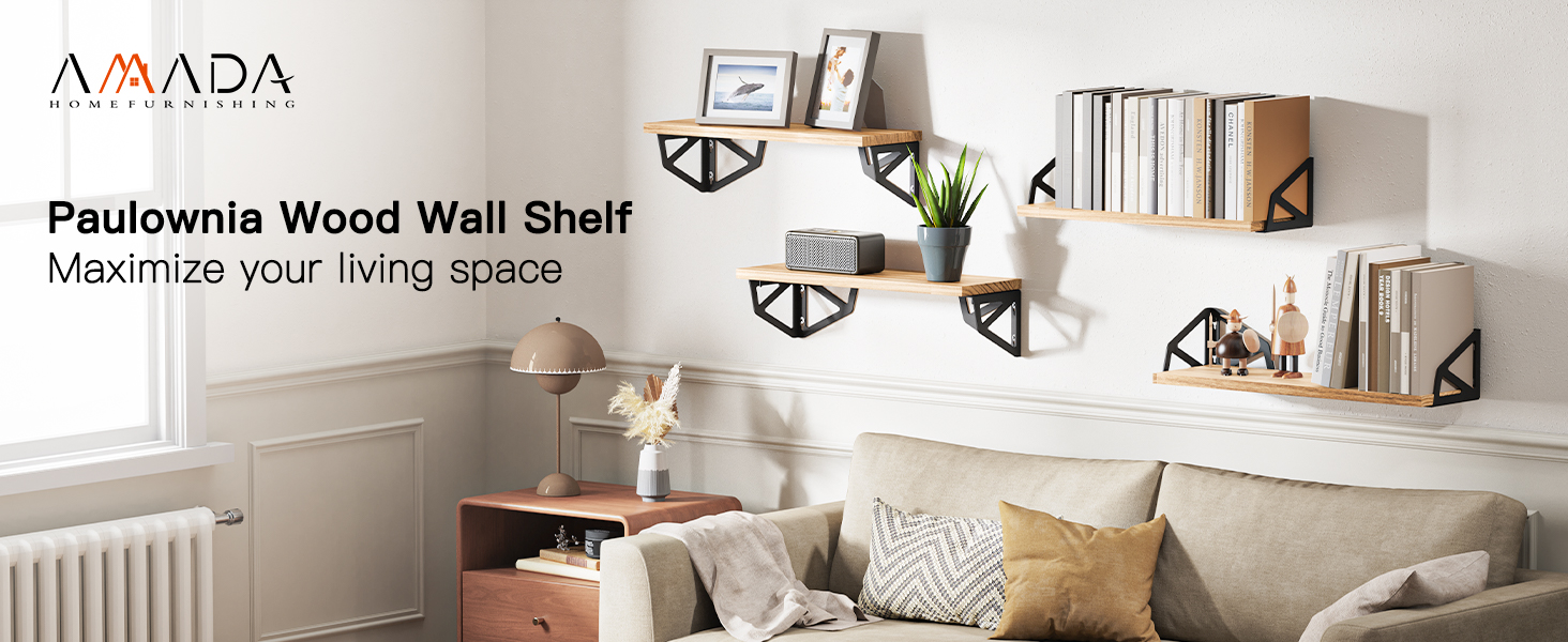 Amada Floating Shelves Set of 4, Wall Bookshelf for Living