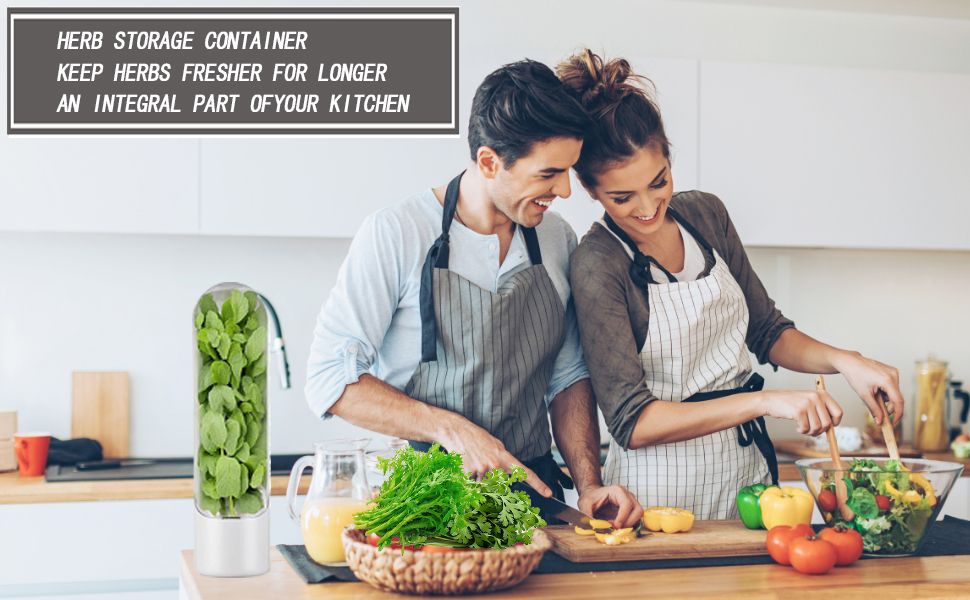 Herb Saver for Refrigerator, asparagus container for fridge