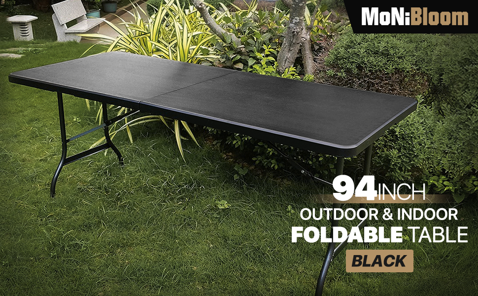 MoNiBloom 8ft Foldable Plastic Card Table, Folding Tables