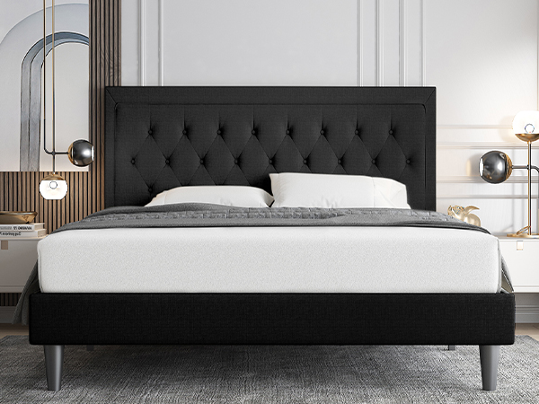 Amazon.com: Allewie Queen Size Upholstered Platform Bed