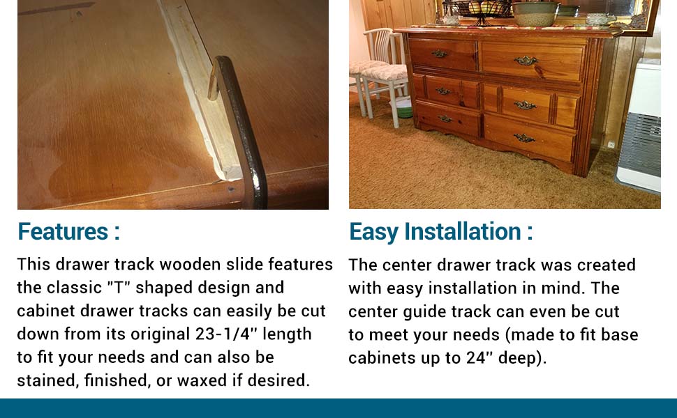 Rockler Hardwood Center Mount Drawer Slides Wooden Drawer Track Features Classic “T” Shaped