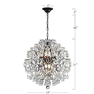 Bestier Modern Pendant Black Chandelier Crystal Raindrop