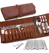 TLKKUE Leather Craft Tools Leather Sewing Kit Leather Carving Tools Leather Craft Making Leather ...