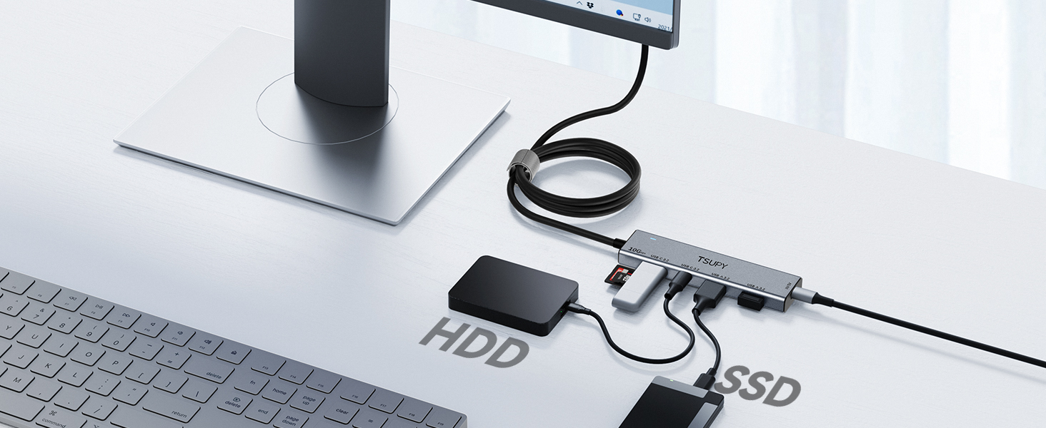 USB HUB 3.2, TSUPY USB 3.0 HUB 10Gbps USB 3.2 Gen 2 USB HUB