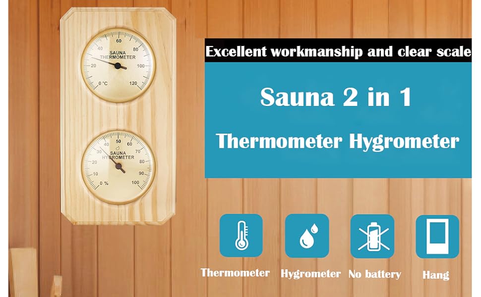 2 in 1 Sauna Thermometer Wiiyita Digital Sauna Room Hygrometer 2 in 1 Indoor Humidity