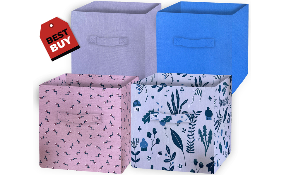 Somer Field Set of 4, Storage Box (In 04 Different Designs) Fabric