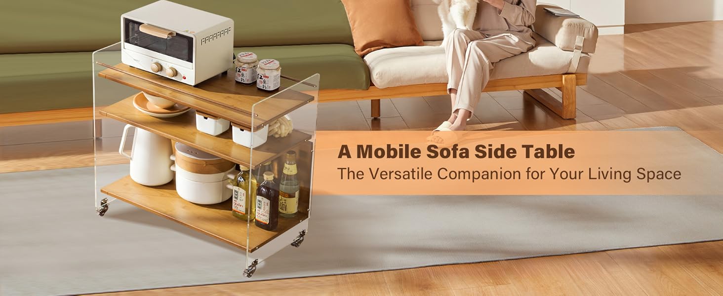 Yoleduo End Table, 3Tier Narrow Side Table with Storage