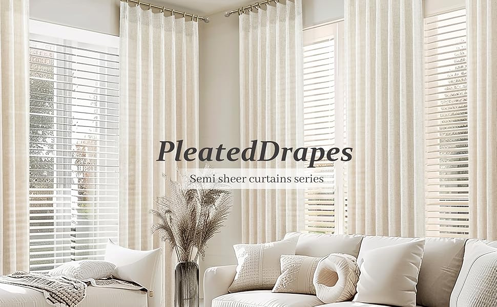 PleatedDrapes Semi Sheer Curtains A+