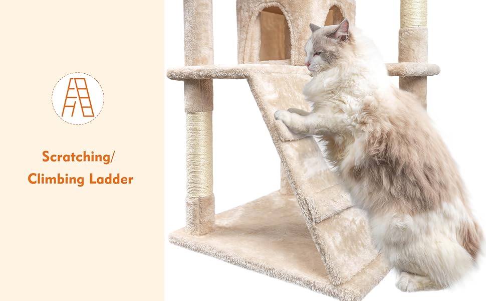 HOMIDEC Cat Tree, 151cm Cat Scratching Post Stable Cat Tower for Indoor Cat, Activity Centre Cat