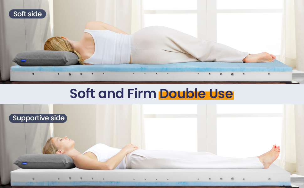 Newentor® 4 Inch Memory Foam Mattress Topper Double Bed 10cm Dual