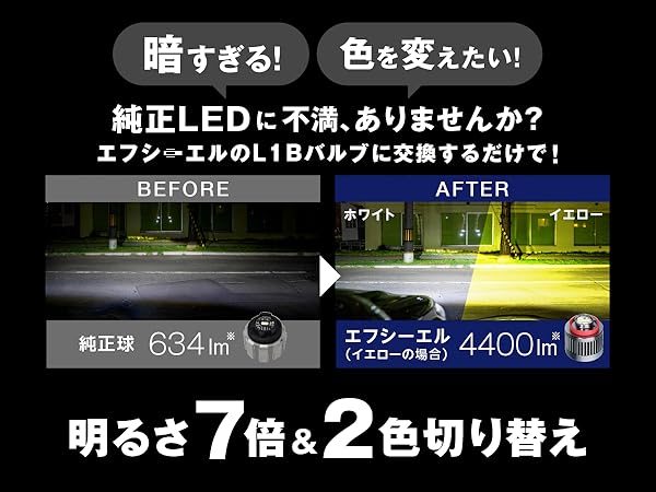 LED L1B ホワイト　ブルー　切り替え　ワンオフ　コスパ最強　待望の新作 Amazon | fcl.(エフシーエル) L1B フォグランプ led 新型 純正