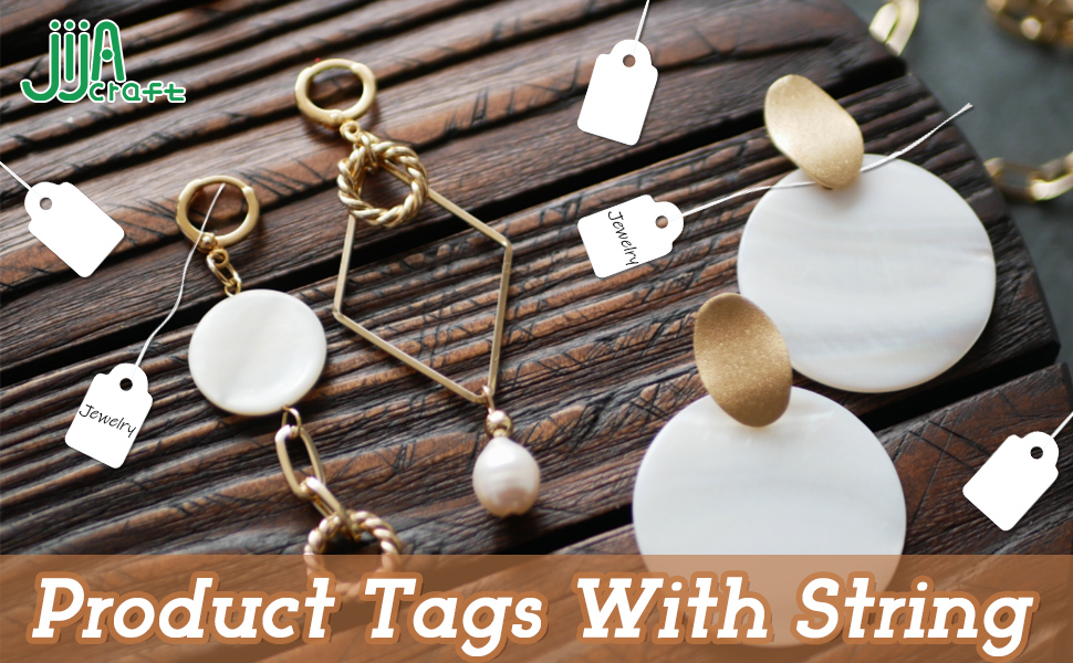 jijAcraft 500 Pcs Mini White Price Tags with String, Luggage Tags Paper Blank Gift Marking