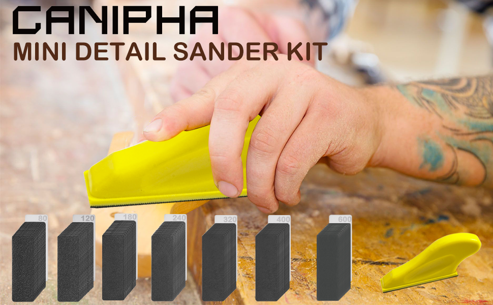 Mini Detail Sander with 70 Pcs SandpaperGrit 80 120 180 240 320 400