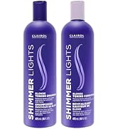 Clairol Professional Shimmer Lights Purple Shampoo & Conditioner | Neutralizes Brass & Yellow Ton...