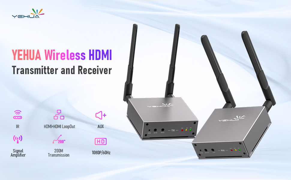HDMI Wireless Transmitter and Receiver, YEHUA 5G Wireless HDMI Sender