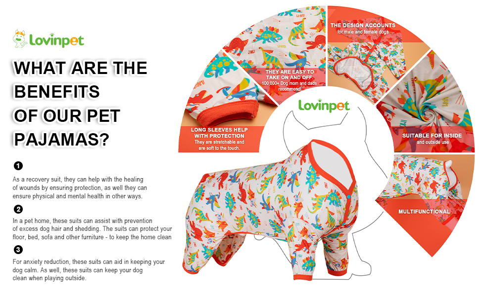 LovinPet Large Dog Pajamas, Undershirt for Dog Coats, Anti