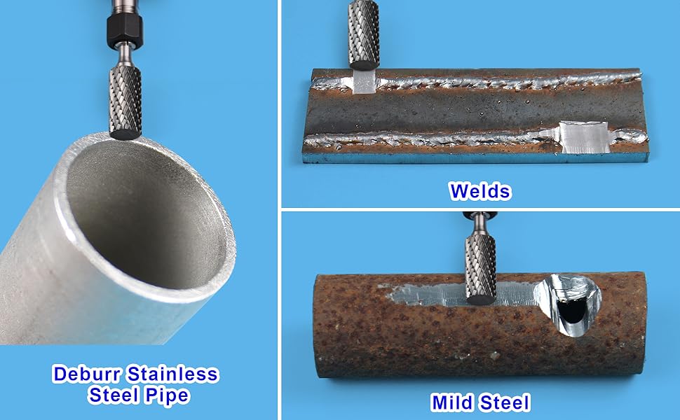 MarsRock Carbide Burr Set 1/4" Shank 10PCS w/Wood Base Die Grinder