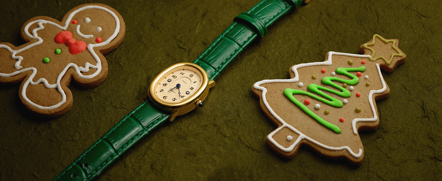 PASCAL Women&#39;s Oval Bubble Diamond Watch green leather watch