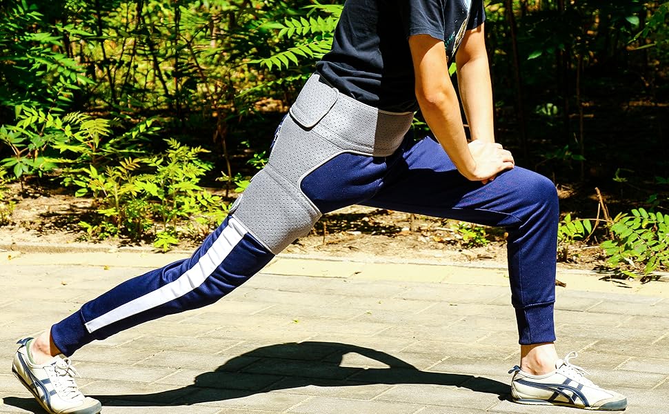 REAQER Hip Thigh Support Brace Breathable Groin Compression Wrap for