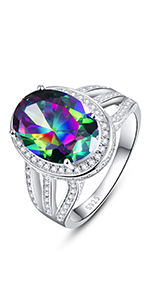 Damen 925 Sterling Silber Ovalschliff Brilliant Rund G-H Oxyde de Zirconium Topas