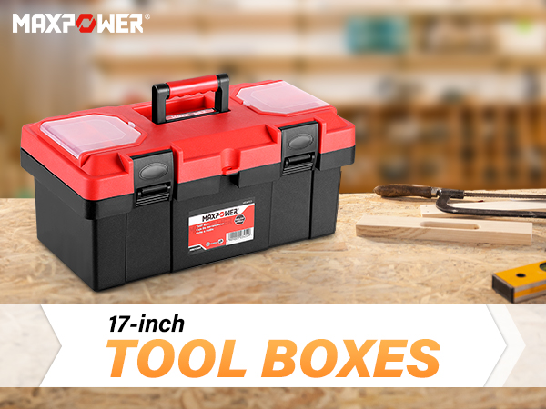 MAXPOWER 17 inch Tool Box, Small Plastic Toolbox with Handle