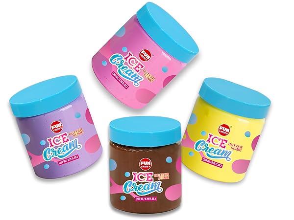 Fluffy Butter Slime Kit for Girls， FunKidz Ice Cream Slime Making Kit DIY  Yummy Cake Fruit Candy Scented Slime with Berry Donut Charms Candy  Sprinkles