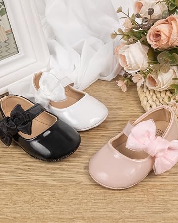 Infant Baby Girls Mary Jane Shoes Bowknot Princess Wedding Dress Flats Shoes