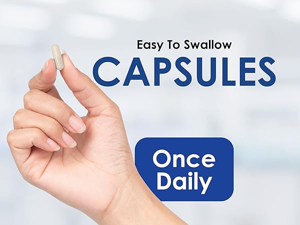 capsule being held in hand, easy to swallow capsules just once daily