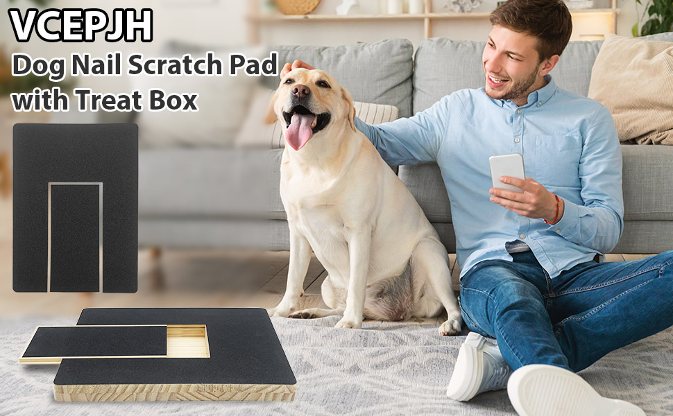 VCEPJH Dog Nail Scratch Pad with Treat Box Stress Free Dog