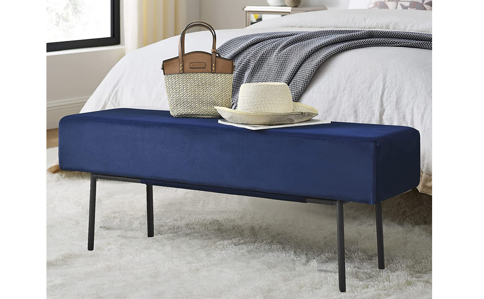 IAFIKE End of Bed Bench Bedroom Ottoman Bench set Modern Faux Fur Upholstered Long