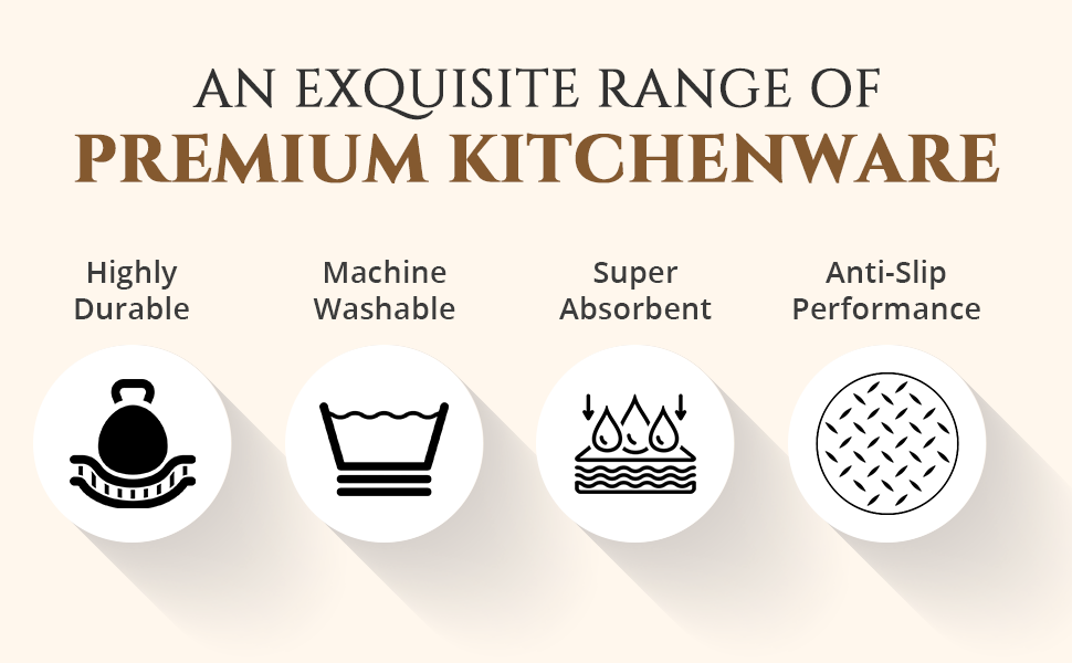 Primeway Polyester Absorbent Anti-Slip XL Dish Drying Mat, 250 GSM, 45x60cm, Beige SPN-FOR1