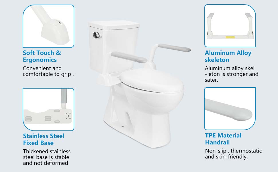 Toilet Handles for Elderly and Disabled, Foldable Toilet