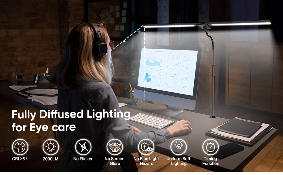 LED Desk Lamp for Office Home with Remote Control