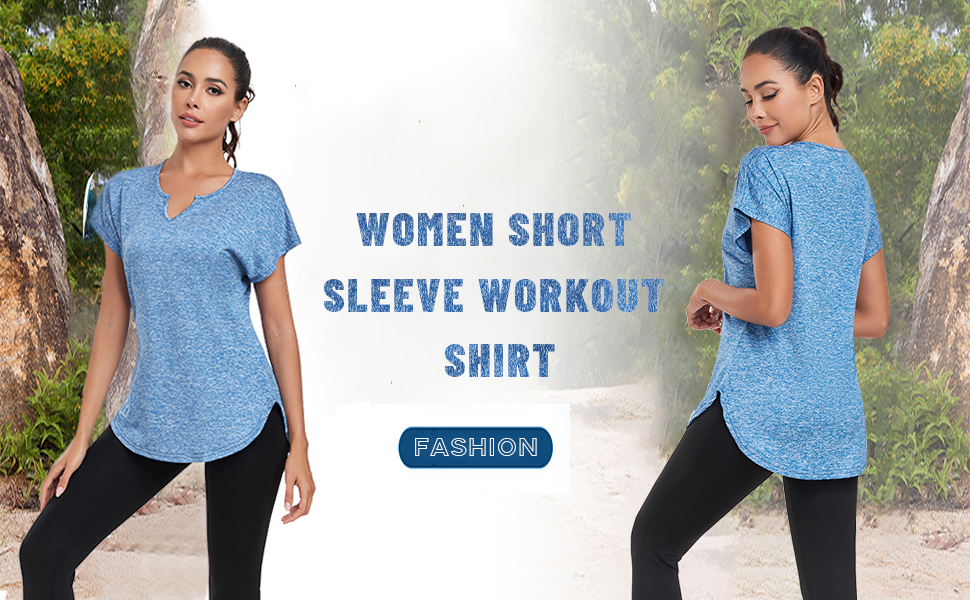 Absttith Women's Short Sleeve sportswear Yoga Running Dry Top Side Split T-Shirt