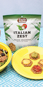 Italian Zest Flax Crackers Organic Vegan Crackers, Low Carb Snacks, Keto Friendly, Gluten Free